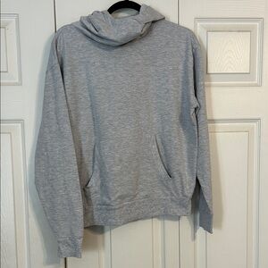 Z By ZELLA Size Medium Light Gray Funnel Hooded Sweatshirt Loungewear Athleisure